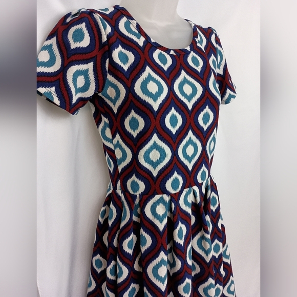 2/$30 LuLaRoe Patchwork Geometric Puff Sleeve Mini Dress (#1,110) - Picture 5 of 8